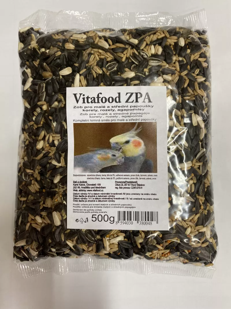 VITAFOOD ZPA ZOB PRP MALÉ A STŘEDNÍ PAPOUŠKY 500g Kakos Karel